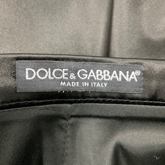 DOLCE & GABBANA BLACK STRETCH SATIN PENCIL SKIRT - Picture 4 of 6